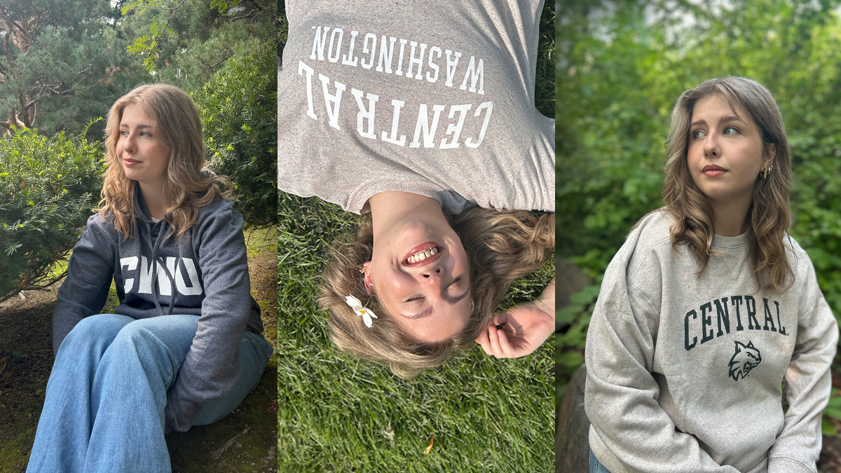 A young woman models sustainable clothing