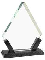 Diamond Glass with Black Marble Base Award (Customizable)