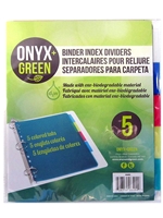 Onyx Green Binder Dividers 5 Tabs