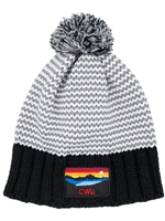 CWU Chevron Beanie with Pom