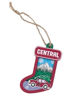 Central Wooden Stocking Ornament