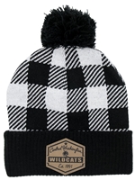 Central Black & White Check Pom Beanie