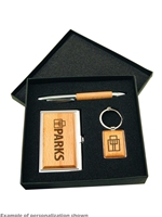 Wood & Silver Business Gift Set (Customizable)