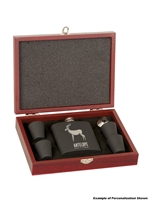 Flask Gift Set W/Box Black (Customizable)