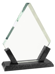 Diamond Glass with Black Marble Base Award (Customizable)