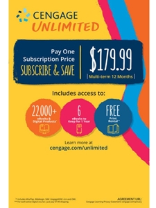 (EBOOK) CENGAGE UNLIMITED-ACCESS (12 MONTHS) - ALTERNATE TO ALL CENGAGE TITLES