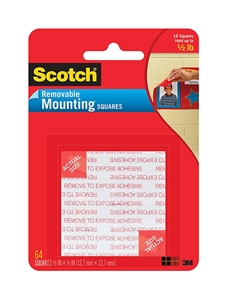 Scotch Removable Mounting Squares 16 Pk