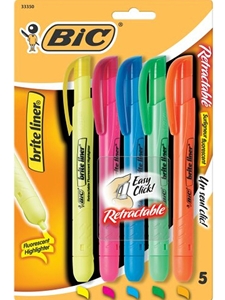 BIC Retractable Highlighters 5pk