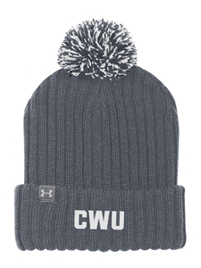 CWU Under Armour Gray Pom Beanie