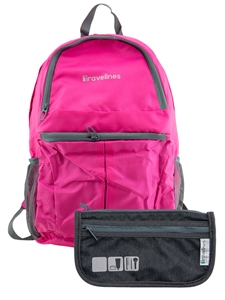 Day Travel Set -- Folding Backpack & Toiletry Bag