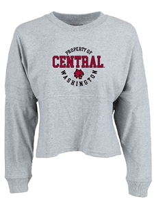 Central Ladies Cropped Gray Crew