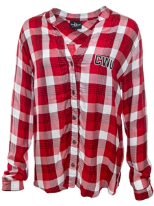 CWU Ladies Plaid Button Up