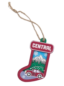 Central Wooden Stocking Ornament
