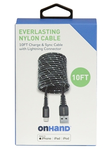 OnHand Charging Cable - Black 10ft BP USB-A to Lightning (MFi certified)