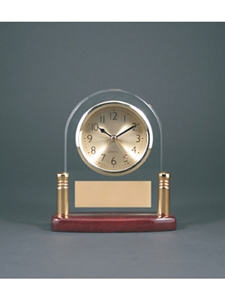 Glass Arch Rosewood Desk Clock